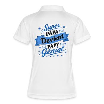 Supervater wird großartiger Opa – Ankündigung - Frauen Polo atmungsaktiv - Weiß/Navy - Hinten