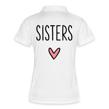 Sisters Herz beste Freundin Schwester Liebe - Frauen Polo atmungsaktiv - Weiß/Navy - Hinten