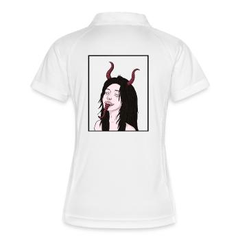 Demon inside - Frauen Polo atmungsaktiv - Weiß/Navy - Hinten