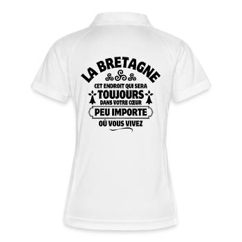 Bretagne, Bretonisch, Keltisch, Ich bin Bretone - Frauen Polo atmungsaktiv - Weiß/Navy - Hinten