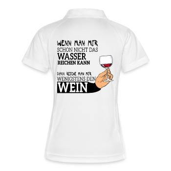 Lustig Wein Witziger Spruch für Weinliebhaber - Frauen Polo atmungsaktiv - Weiß/Navy - Hinten