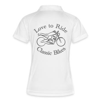 Motorrad Love to Ride Classic Bikes - Frauen Polo atmungsaktiv - Weiß/Navy - Hinten