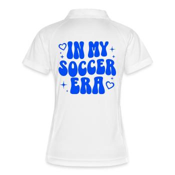 Fußball Mädchen Sport Geschenk Soccer Girl - Frauen Polo atmungsaktiv - Weiß/Navy - Hinten