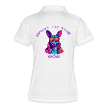 Chien décontracté avec des lunettes de soleil et un look rétro néon - Polo respirant Femme - blanc/marine - Dos