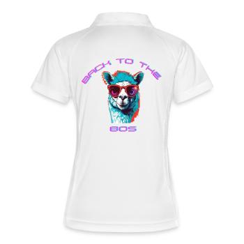 Lama décontracté avec lunettes de soleil design rétro - Polo respirant Femme - blanc/marine - Dos