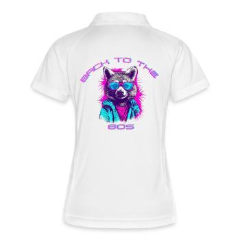 Retro Hipster Hund mit Sonnenbrille und Hoodie - Frauen Polo atmungsaktiv - Weiß/Navy - Hinten