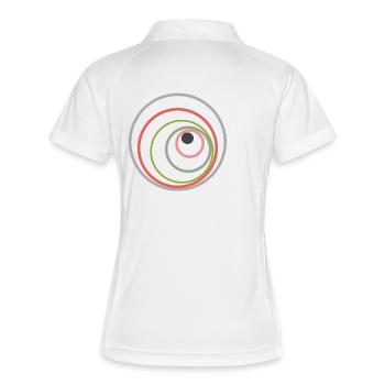 Konzentrische Kreise Farbenspiel - Frauen Polo atmungsaktiv - Weiß/Navy - Hinten