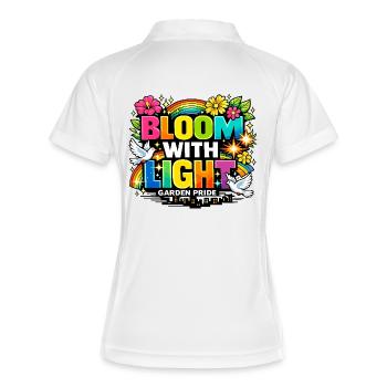 Déclaration florale de fierté de jardin Bloom With Light - Polo respirant Femme - blanc/marine - Dos