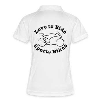 Motorrad Love to Ride Sports Bikes - Frauen Polo atmungsaktiv - Weiß/Navy - Hinten