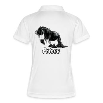 Drôle frison - frison - Cheval - Polo respirant Femme - blanc/marine - Dos