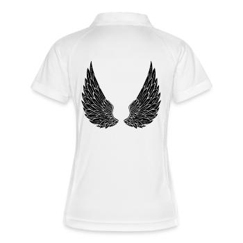 Engelsflügel - Frauen Polo atmungsaktiv - Weiß/Navy - Hinten