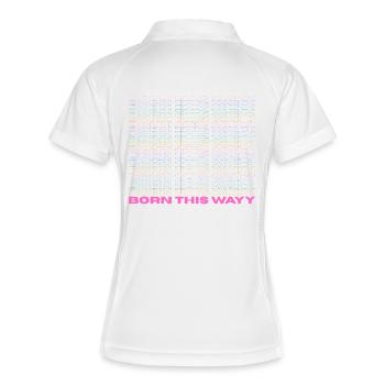 Pride / CSD / LGBTQ+ Design "Born this wayy" - Frauen Polo atmungsaktiv - Weiß/Navy - Hinten