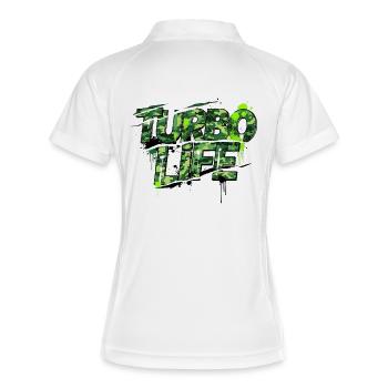Turbo Life Camouflage Motiv für Männer und Schraub - Frauen Polo atmungsaktiv - Weiß/Navy - Hinten