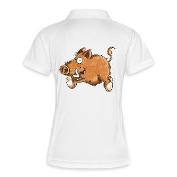 Flotte Wutz - Wildschwein - Eber - Sau - Geschenk - Frauen Polo atmungsaktiv - Weiß/Navy - Hinten
