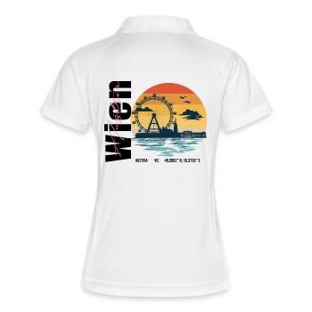 Silhouette vieennoise vintage avec monument - Polo respirant Femme - blanc/marine - Dos