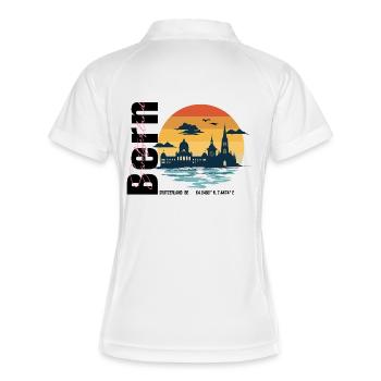 Bern Skyline Vintage Sunset - Frauen Polo atmungsaktiv - Weiß/Navy - Hinten