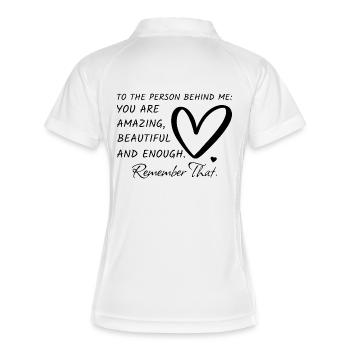 An die Person hinter mir - Motivationsshirt Hoodie - Frauen Polo atmungsaktiv - Weiß/Navy - Hinten
