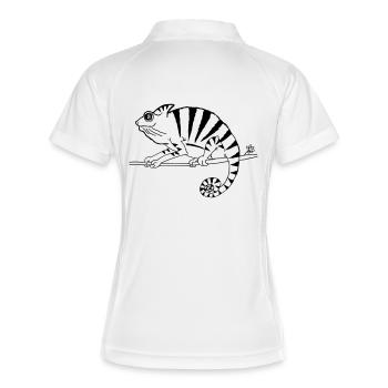 witziges Chamäleon Reptilien  - Frauen Polo atmungsaktiv - Weiß/Navy - Hinten