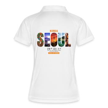 Korea Seoul Südkorea Vintage Grafikdesign - Frauen Polo atmungsaktiv - Weiß/Navy - Hinten