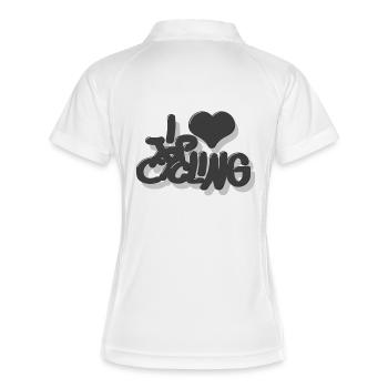 I_love_Cycling_grau - Frauen Polo atmungsaktiv - Weiß/Navy - Hinten
