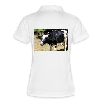Kuh Poster - Frauen Polo atmungsaktiv - Weiß/Navy - Hinten
