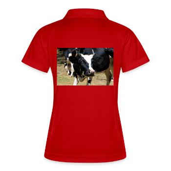 Kuh Poster - Frauen Polo atmungsaktiv - Weiß/Navy - Hinten