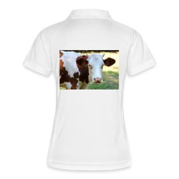 Kuh Poster - Frauen Polo atmungsaktiv - Weiß/Navy - Hinten