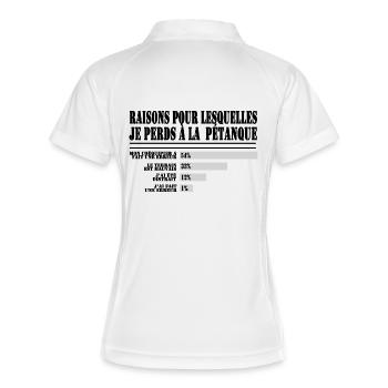 pour les Fans de Pétanque - Polo respirant Femme - blanc/marine - Dos
