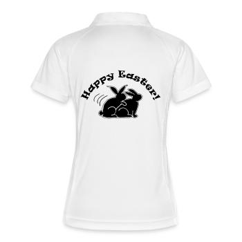 Hasen lustig Osterhasen frohe Ostern - Frauen Polo atmungsaktiv - Weiß/Navy - Hinten