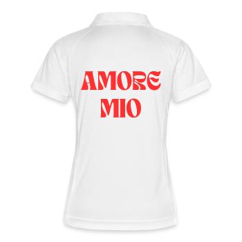 Amore Mio – Style typographique rouge audacieux - Polo respirant Femme - blanc/marine - Dos