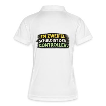 Im Zweifel Schuldigt der Controller - Frauen Polo atmungsaktiv - Weiß/Navy - Hinten