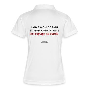 J'aime mon copain et mon copain aime les replays - Polo respirant Femme - blanc/marine - Dos