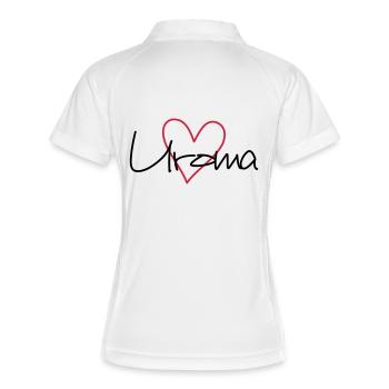 Uroma Herz Liebe werdende Oma Geschenk - Frauen Polo atmungsaktiv - Weiß/Navy - Hinten