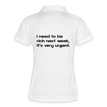 I Need To Be Rich Next Week Statement - Frauen Polo atmungsaktiv - Weiß/Navy - Hinten