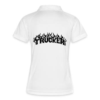 Trucker Lettering Flames - Color Changeable - Women's Polo breathable - white/navy - Back