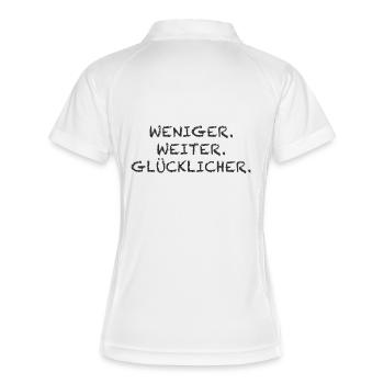 Weniger Weiter Glücklicher - Frauen Polo atmungsaktiv - Weiß/Navy - Hinten