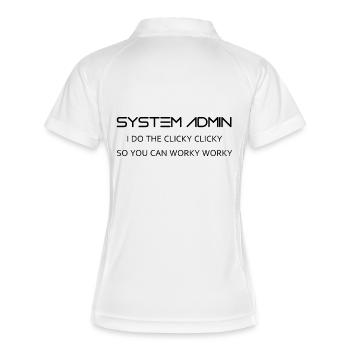 Systemadministratoren machen clicky clicky in schwarz - Frauen Polo atmungsaktiv - Weiß/Navy - Hinten
