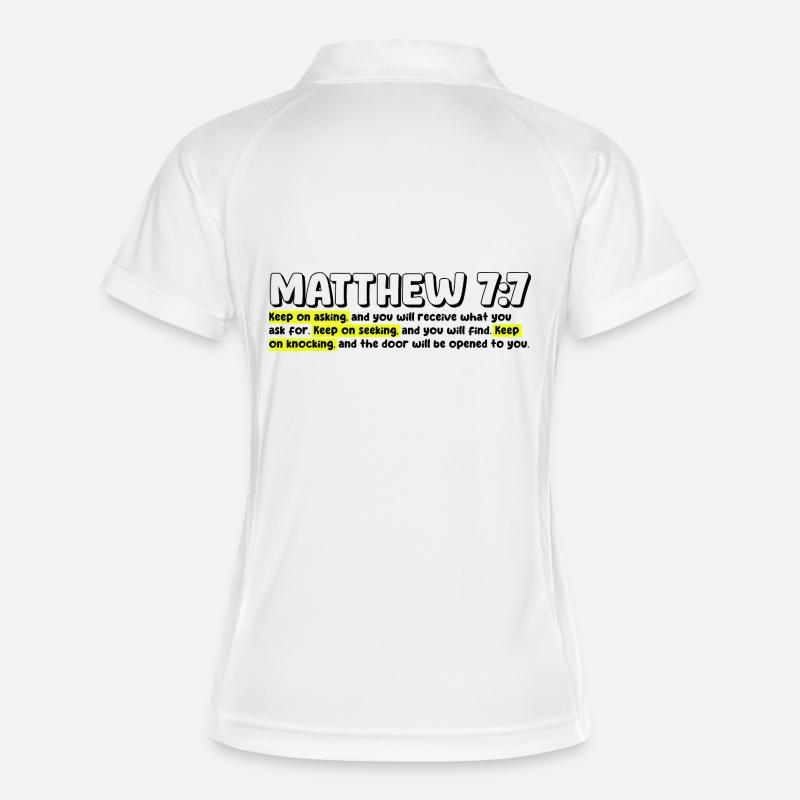 Matthew 7:7 | Bible Quote - Women's Polo breathable - white/navy