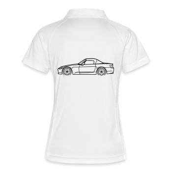 S2000 Line Silhouette – High‑Rev JDM Art - Frauen Polo atmungsaktiv - Weiß/Navy - Hinten