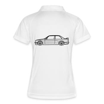 E30 M3 Line Silhouette – Classic Performance Art - Frauen Polo atmungsaktiv - Weiß/Navy - Hinten