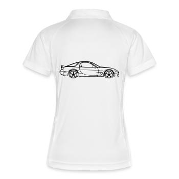 RX‑7 Line Silhouette – JDM Performance Art - Frauen Polo atmungsaktiv - Weiß/Navy - Hinten