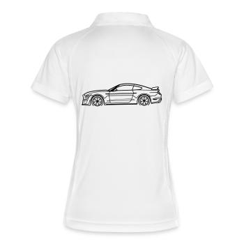 GT500 Line Silhouette – Muscle Performance Art - Frauen Polo atmungsaktiv - Weiß/Navy - Hinten