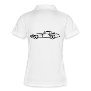 C2 Line Silhouette – Retro Muscle Art - Frauen Polo atmungsaktiv - Weiß/Navy - Hinten