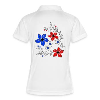 Vennes florales, ornement - Polo respirant Femme - blanc/marine - Dos