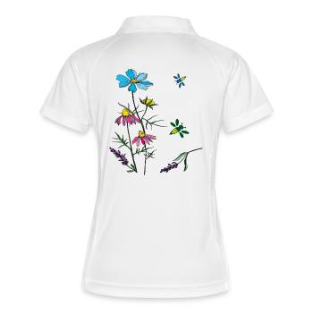 Herbes, camomille, abeilles - Polo respirant Femme - blanc/marine - Dos
