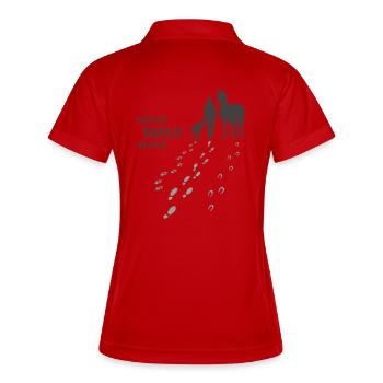 Never walk alone - Hund Pferd Reiter, Backprint - Frauen Polo atmungsaktiv - Weiß/Navy - Hinten