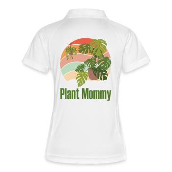 Plant Mommy Vintage Pflanzen Geschenk Pflanzenmama - Frauen Polo atmungsaktiv - Weiß/Navy - Hinten