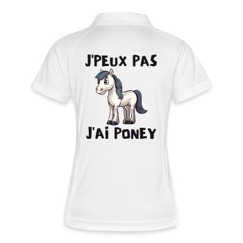 poney, cheval, poney club - Polo respirant Femme - blanc/marine - Dos