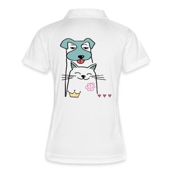 Dog and cat - Women's Polo breathable - white/navy - Back