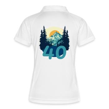 40 Jahre in den Bergen. Geburtstagsgeschenk - Frauen Polo atmungsaktiv - Weiß/Navy - Hinten